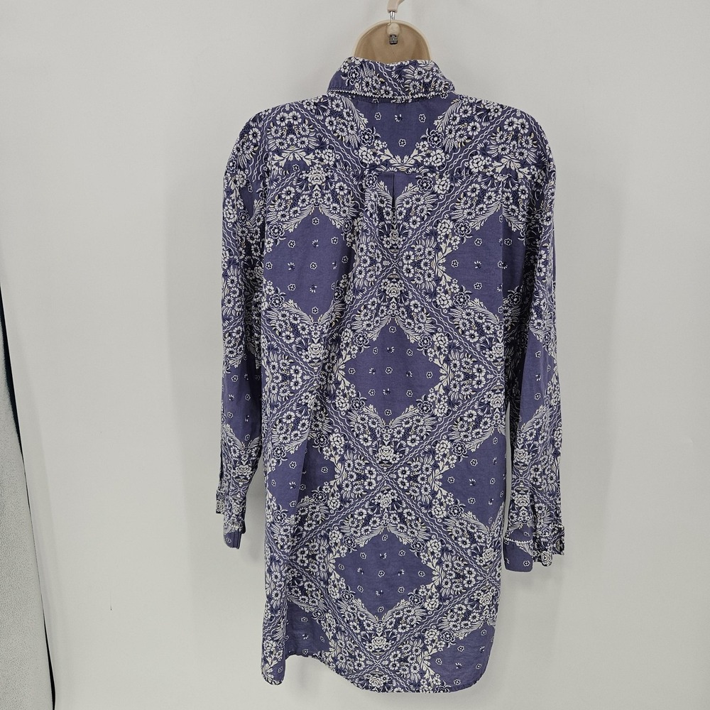 Victoria's Secret‎ Shirt Womens Large Blue Floral Bandana Button Down Nightshirt - Picture 3 of 10